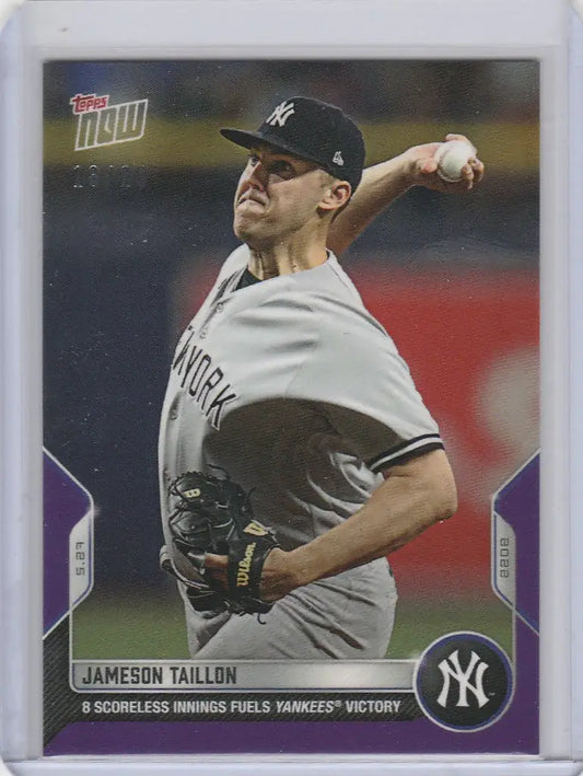 Baseball card of Jameson Taillon pitching for the New York Yankees in trading cards series