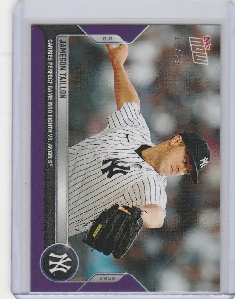 Baseball card of Jameson Taillon pitching for the New York Yankees in trading cards collection