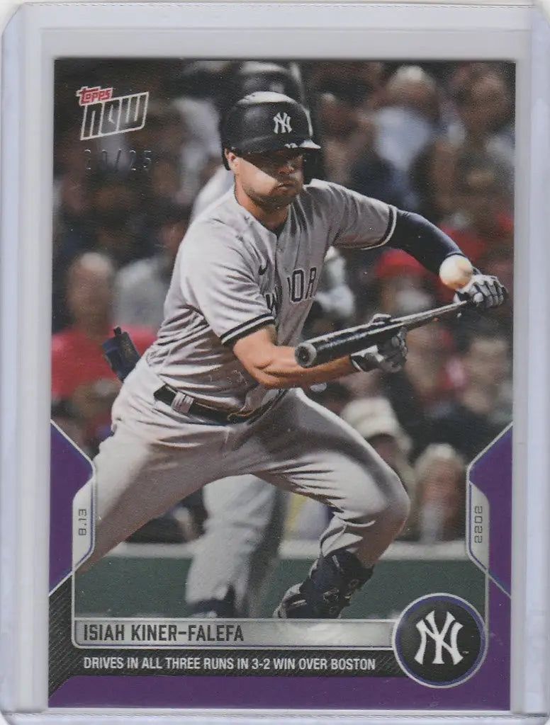 Baseball trading card of Isiah Kiner-Falefa bunting for New York Yankees collectors