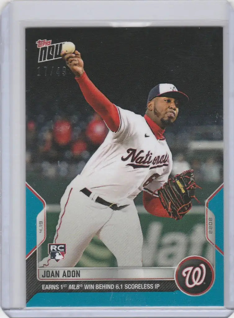 Baseball card of Joan Adon Washington throwing for the Washington Nationals 17/49