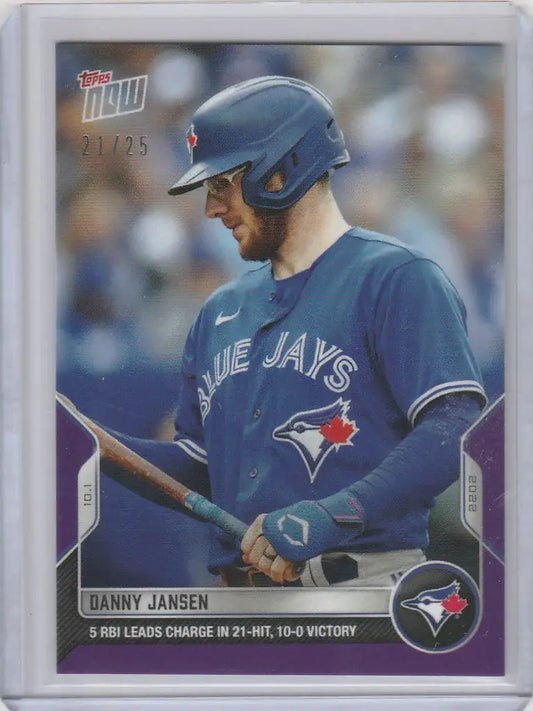 Baseball card of Danny Janson Toronto Blue Jays player with a bat, limited edition