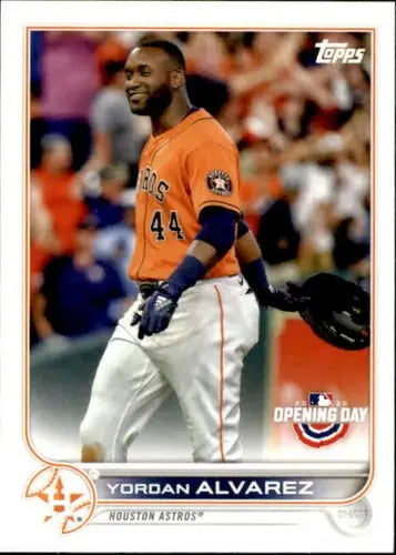 Yordan Alvarez baseball card from 2022 Topps Opening Day featuring original gloss