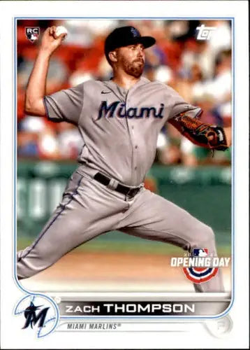 2022 Topps Opening Day Zach Thompson rookie baseball card with original gloss Marlins ID 41803