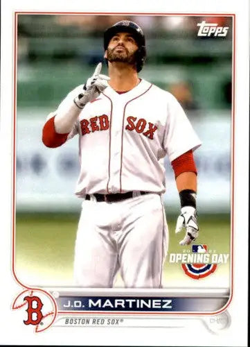 Original gloss of J.D. Martinez baseball card from 2022 Topps Opening Day Red Sox