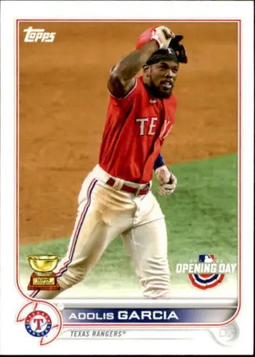 2022 Topps Opening Day Adolis Garcia baseball card showcasing original gloss sports cards
