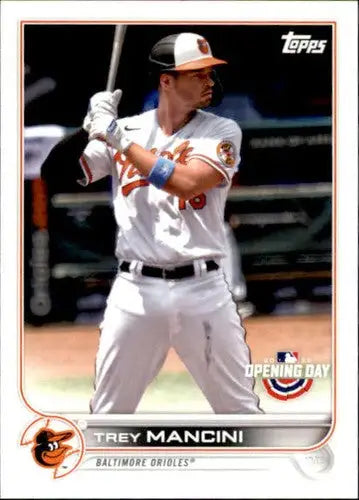 Original gloss Trey Mancini baseball card from 2022 Topps Opening Day Orioles collection