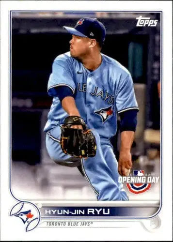Hyun-Jin Ryu 2022 Topps Opening Day baseball card with original gloss and Blue Jays branding