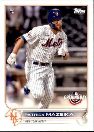 2022 Topps Opening Day Patrick Mazeika baseball card with original gloss and Mets icon