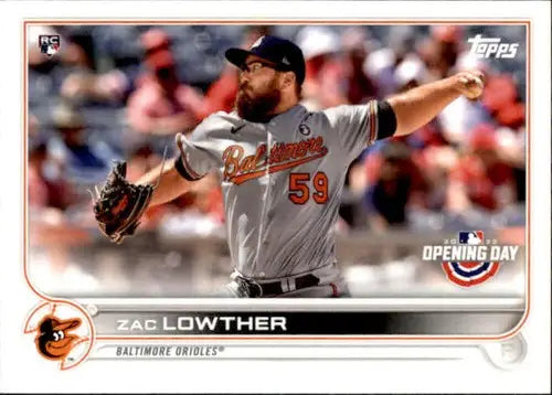 2022 Topps Opening Day Zac Lowther baseball card with original gloss, sports cards collectible