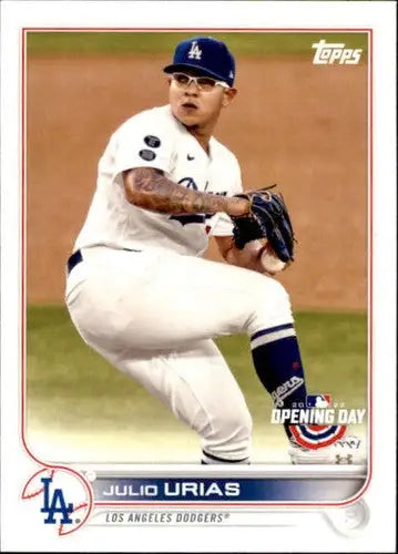 Julio Urias 2022 Topps Opening Day baseball card with original gloss and sports cards