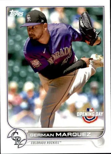 2022 Topps Opening Day Baseball Card of German Marquez Rockies with original gloss