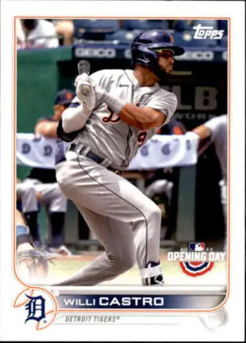 Willi Castro baseball card from 2022 Topps Opening Day Tigers collection with original gloss