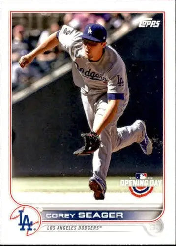 2022 Topps Opening Day Corey Seager baseball card with original gloss, typical of cards typically sell