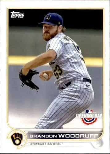 2022 Topps Opening Day Brandon Woodruff baseball card with original gloss, Brewers card