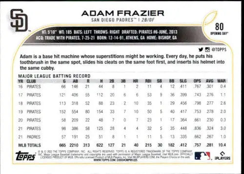 2022 Topps Opening Day #80 Adam Frazier NM-MT Padres ID:41843 - Baseball Card Single