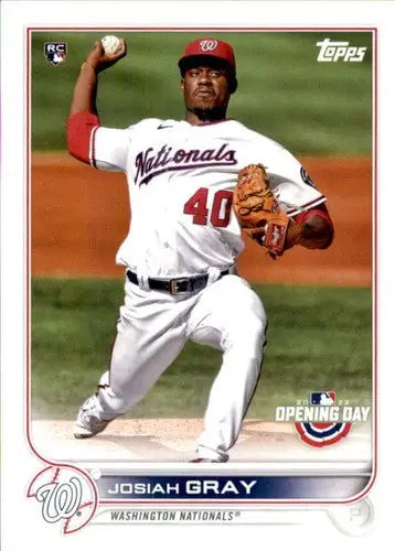 Original gloss Josiah Gray baseball card from 2022 Topps Opening Day series