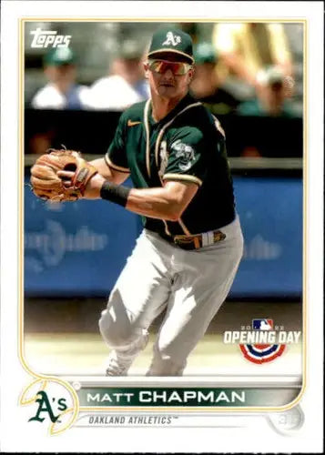 Matt Chapman baseball card from 2022 Topps Opening Day with original gloss featuring Athletics