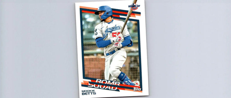 Mookie Betts baseball card from 2022 Topps Opening Day Bomb Squad collection