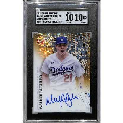 2022 Topps Pristine Pristine Gold #PA-WB Walker Buehler SGC 10 Gem Auto 13/50 Los Angeles Dodgers  Image 1