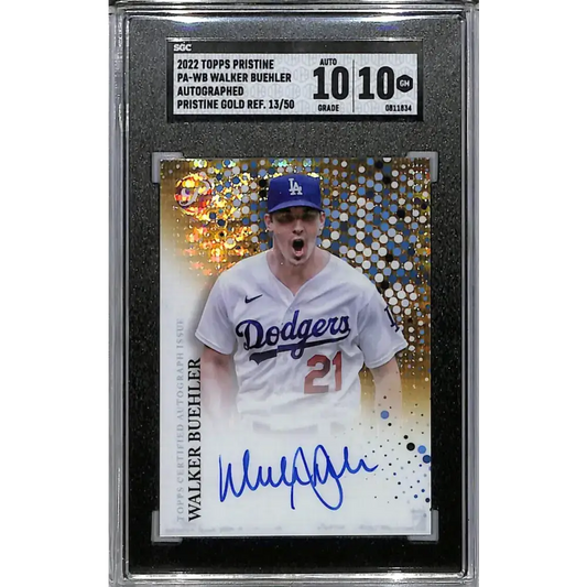 2022 Topps Pristine Pristine Gold #PA-WB Walker Buehler SGC 10 Gem Auto 13/50 Los Angeles Dodgers - Baseball Card Single