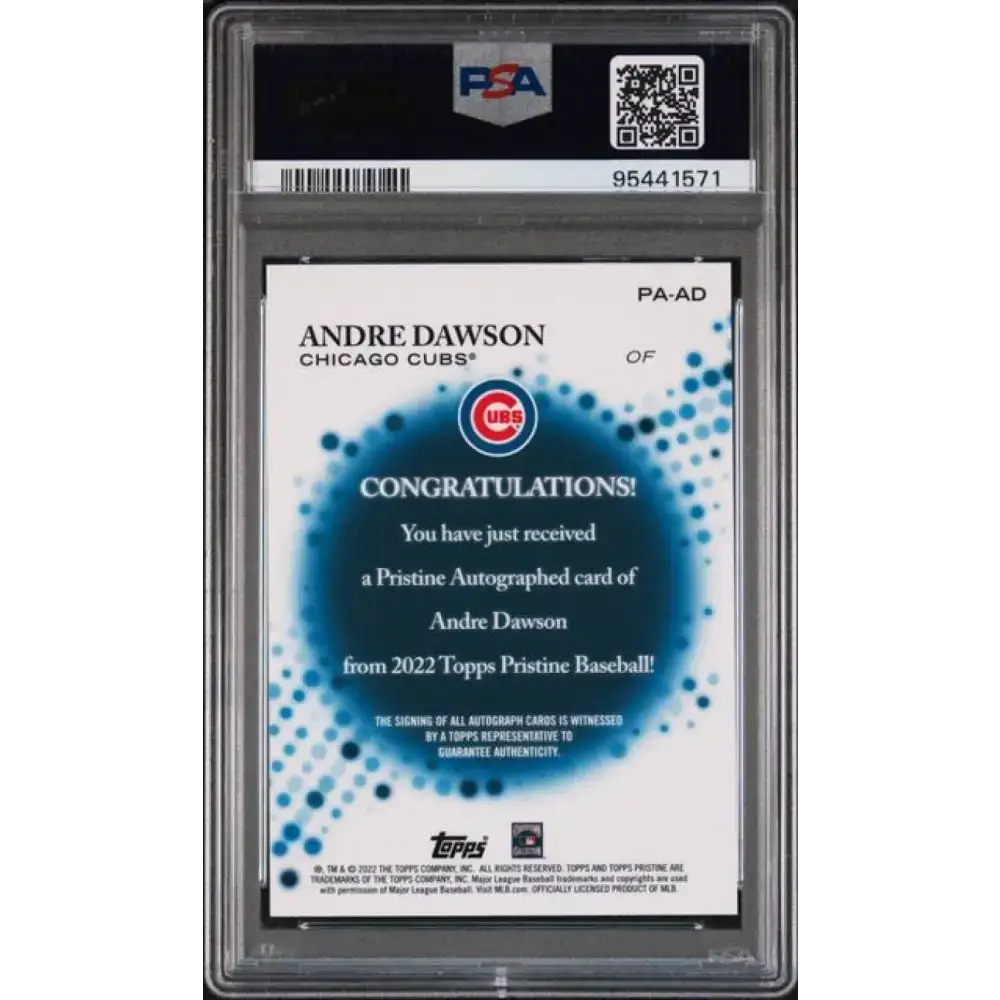 2022 Topps Pristine #PA-AD Andre Dawson PSA 10 GEM MINT Auto Chicago Cubs Baseball Card - Baseball Card Single
