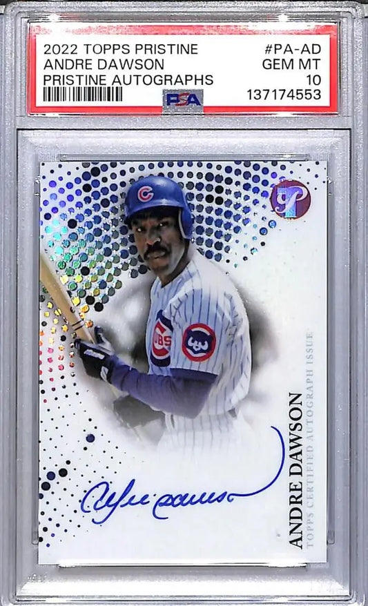 2022 Topps Pristine #PA-AD Andre Dawson PSA 10 GEM MINT Auto Chicago Cubs - Baseball Card Single