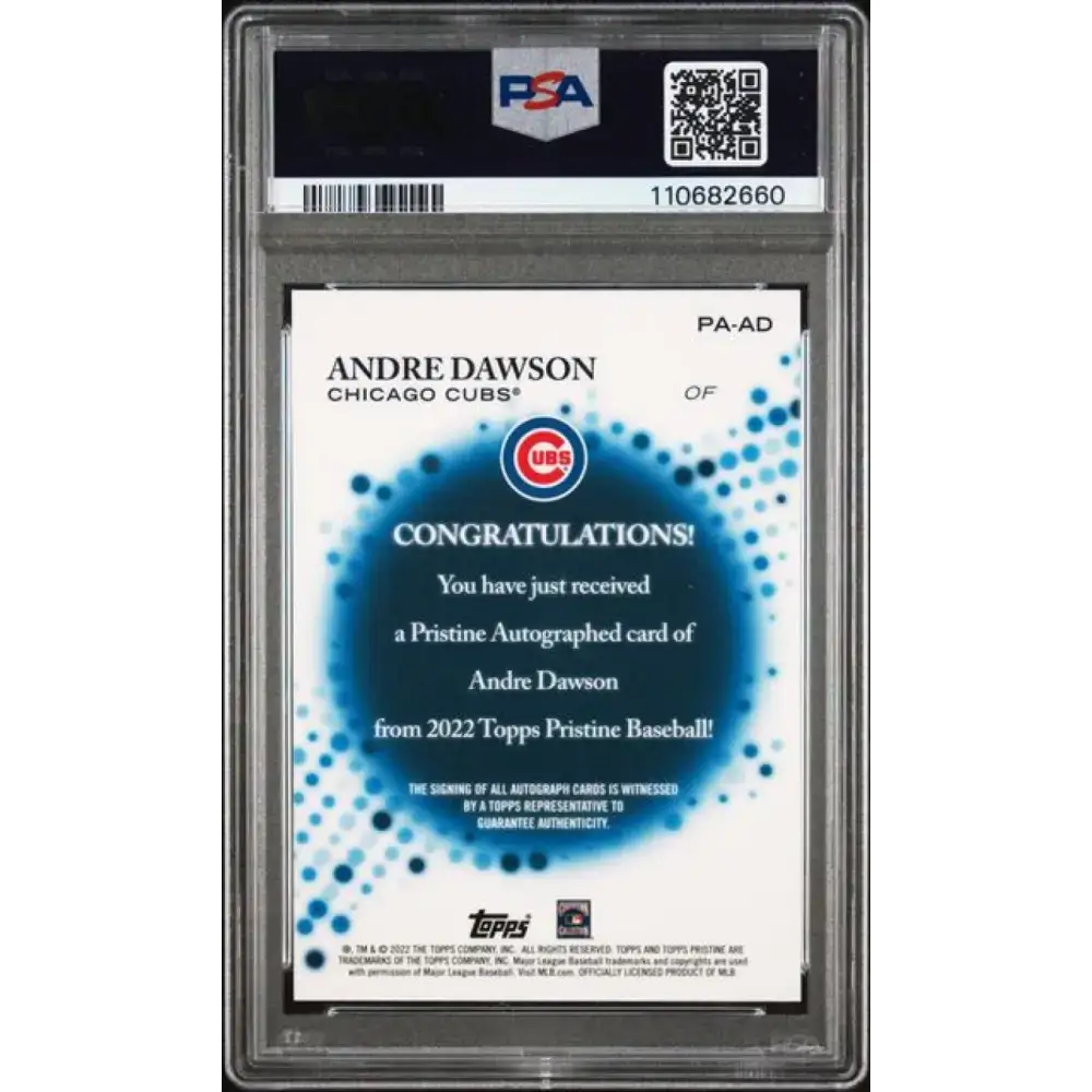 2022 Topps Pristine #PA-AD Andre Dawson PSA 9 MINT Auto Chicago Cubs Baseball Card - Baseball Card Single
