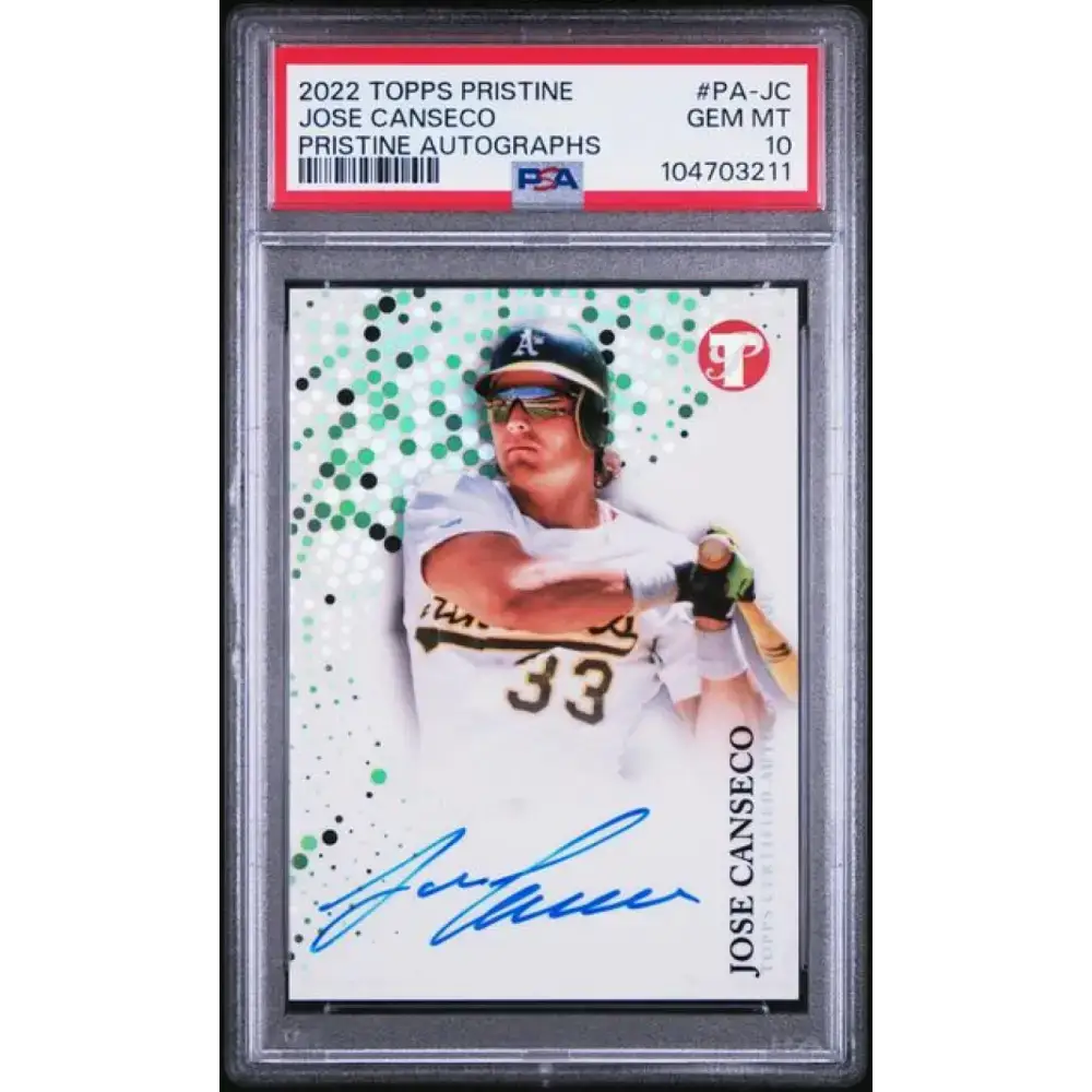 2022 Topps Pristine #PA-JC Jose Canseco PSA 10 GEM MINT Auto Oakland Athletics Baseball Card - Baseball Card Single