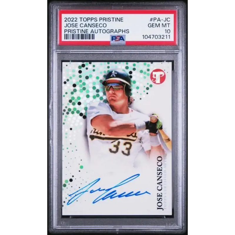 2022 Topps Pristine #PA-JC Jose Canseco PSA 10 GEM MINT Auto Oakland Athletics Baseball Card - Baseball Card Single
