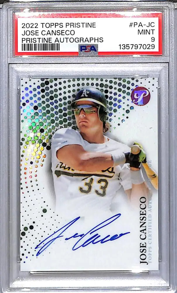 2022 Topps Pristine #PA-JC Jose Canseco PSA 9 MINT Auto Oakland Athletics - Baseball Card Single