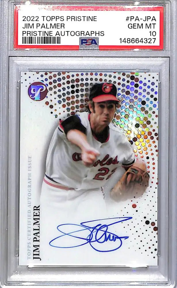 2022 Topps Pristine #PA-JPA Jim Palmer PSA 10 GEM MINT Auto Baltimore Orioles