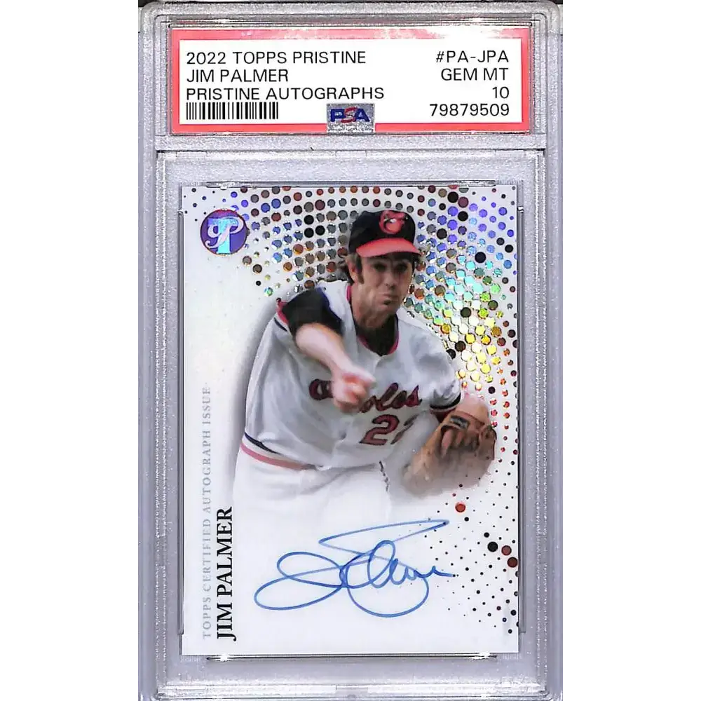 2022 Topps Pristine #PA-JPA Jim Palmer PSA 10 GEM MINT Auto Baltimore Orioles - Baseball Card Single