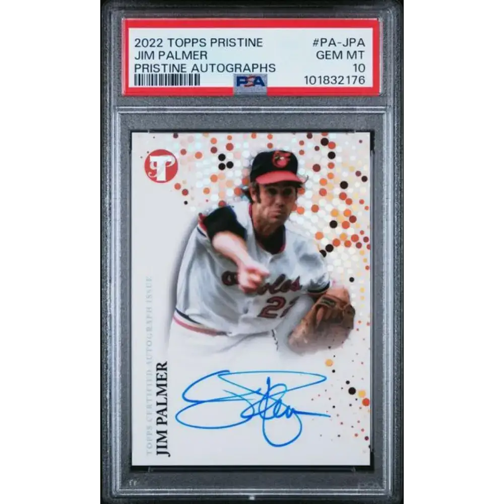 2022 Topps Pristine #PA-JPA Jim Palmer PSA 10 GEM MINT Auto Baltimore Orioles Baseball Card - Baseball Card Single
