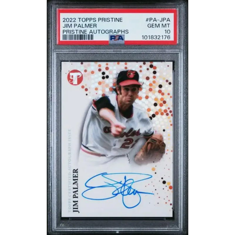 2022 Topps Pristine #PA-JPA Jim Palmer PSA 10 GEM MINT Auto Baltimore Orioles Baseball Card - Baseball Card Single