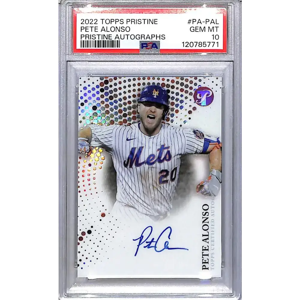 2022 Topps Pristine #PA-PAL Pete Alonso PSA 10 GEM MINT Auto New York Mets - Baseball Card Single
