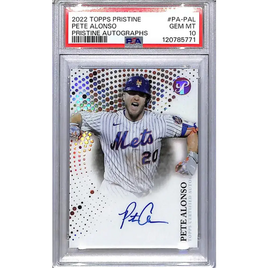 2022 Topps Pristine #PA-PAL Pete Alonso PSA 10 GEM MINT Auto New York Mets - Baseball Card Single
