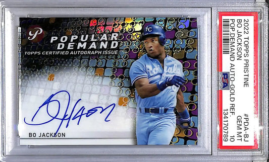 2022 Topps Pristine Popular Demand Gold #PDA-BJ Bo Jackson PSA 10 GEM MINT Auto 17/50 Kansas City Royals - Baseball