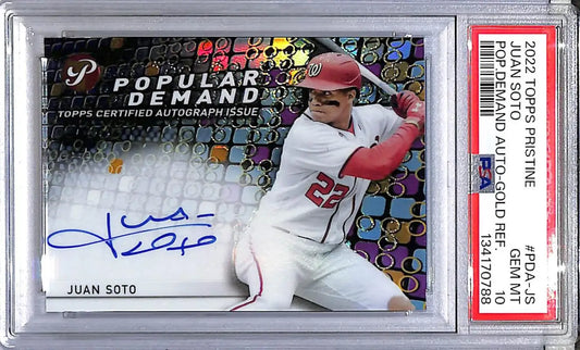 2022 Topps Pristine Popular Demand Gold #PDA-JS Juan Soto PSA 10 GEM MINT Auto 1/50 Washington Nationals - Baseball