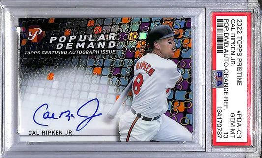 2022 Topps Pristine Popular Demand Orange #PDA-CR Cal Ripken Jr. PSA 10 GEM MINT Auto 14/25 Baltimore Orioles