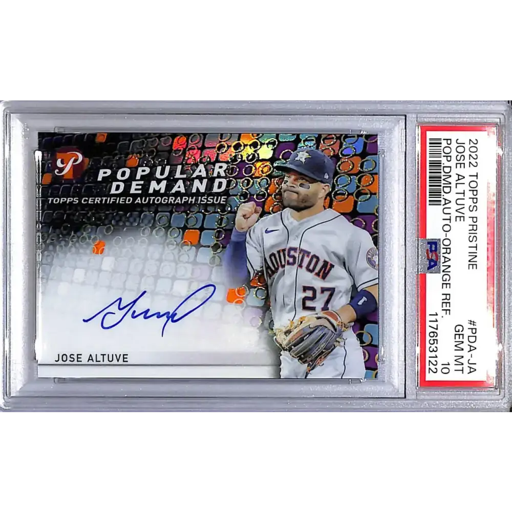 2022 Topps Pristine Popular Demand Orange #PDA-JA Jose Altuve PSA 10 GEM MINT Auto 03/25 Houston Astros - Baseball Card