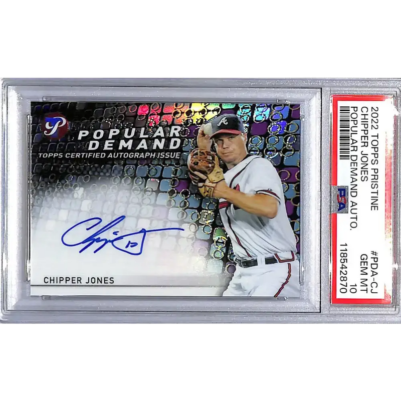 2022 Topps Pristine Popular Demand #PDA-CJ Chipper Jones PSA 10 GEM MINT Auto Atlanta Braves - Baseball Card Single