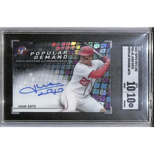 2022 Topps Pristine Popular Demand #PDA-JS Juan Soto SGC 10 Gem Auto Washington Nationals - Baseball Card Single