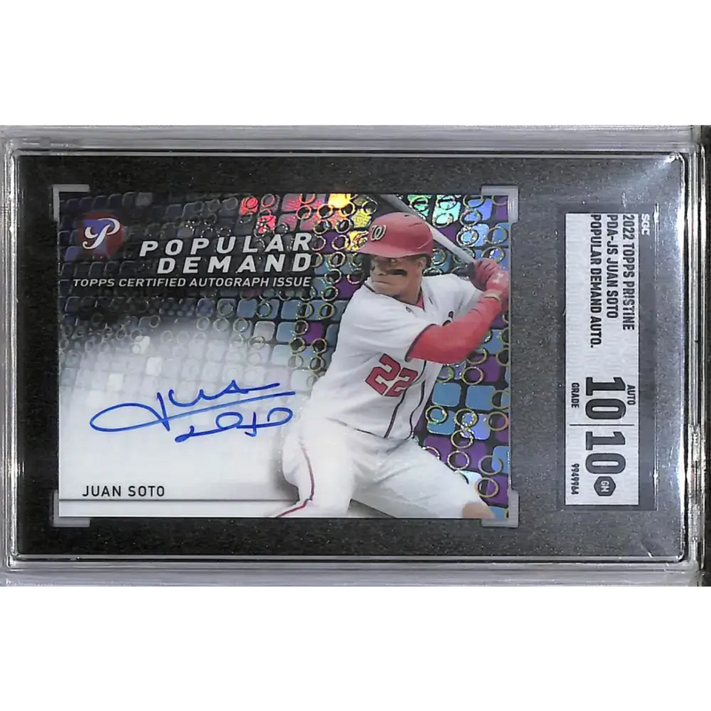 2022 Topps Pristine Popular Demand #PDA-JS Juan Soto SGC 10 Gem Auto Washington Nationals - Baseball Card Single