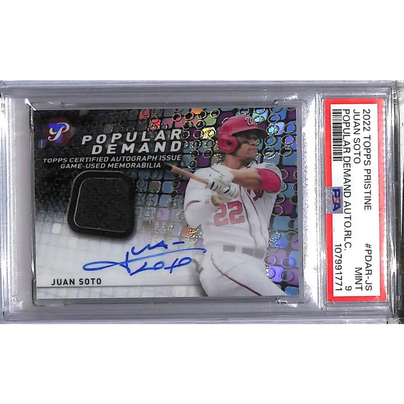 2022 Topps Pristine Popular Demand #PDAR-JS Juan Soto PSA 9 MINT MEM Auto Washington Nationals - Baseball Card Single