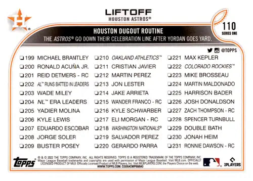 2022 Topps Rainbow Foil #110 Yordan Alvarez NM-MT Astros ID:44600 - Baseball Card Single