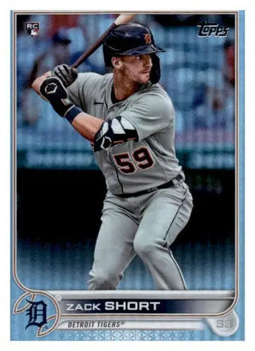 Baseball card of Zack Short from Topps Rainbow Foil 2022 Rookie Tigers collection