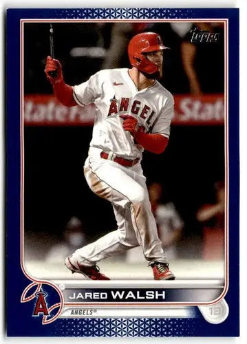 2022 Topps Royal Blue Jared Walsh baseball card with original gloss featuring Angels