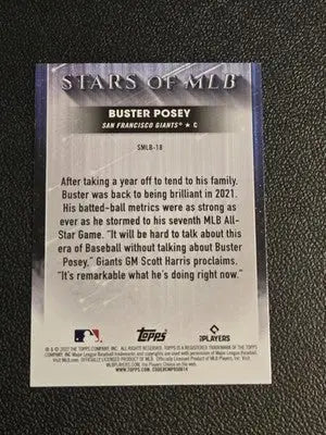 2022 Topps #SMLB-18 Buster Posey Stars of MLB - Baseball Card Single