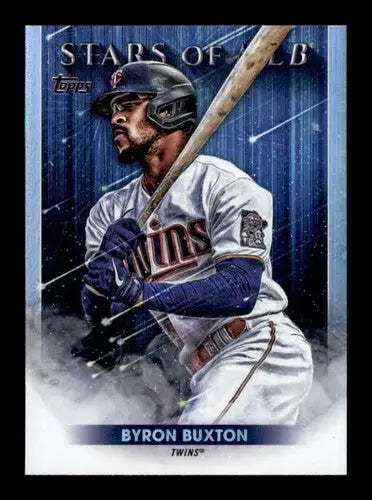 Byron Buxton baseball card in Minnesota Twins uniform from 2022 Topps Stars of MLB with original gloss