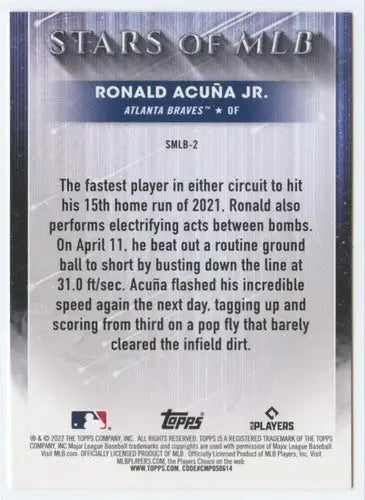 2022 Topps Stars of MLB #SMLB-2 Ronald Acuna Jr. NM-MT Braves ID:47311 - Baseball Card Single